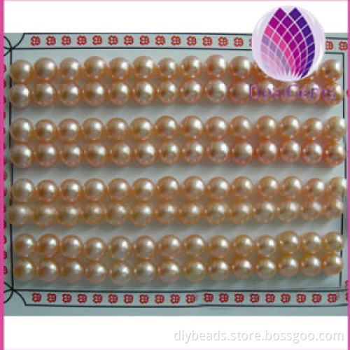 Wholesale Cultured Freshwater Pearls Half-drilled Button Pearl Peach Color
